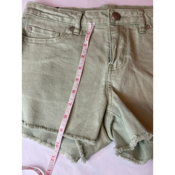 LC Lauren Conrad Womens Cut Off Jeans Shorts Stretch Mid Rise Green Size 4 - Picture 4 of 8